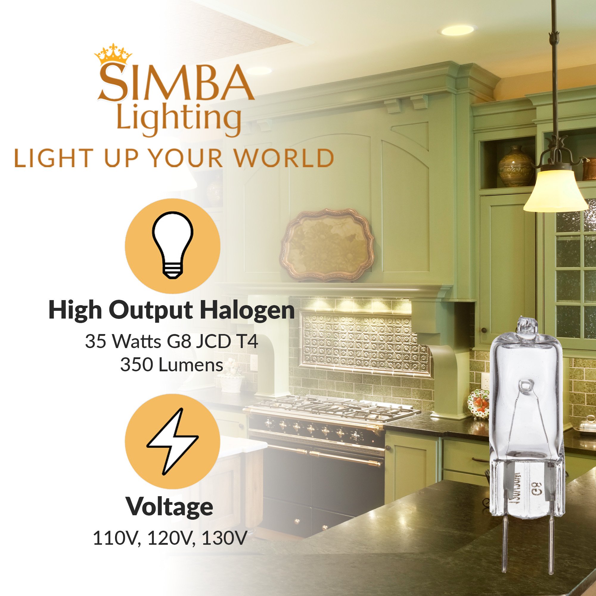 Simba Lighting® Halogen Light Bulb G9 T4 60W JCD Bi-Pin 120V, Dimmable,  2700K Warm