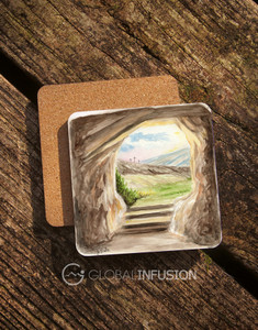 Jesus' Empty Tomb Watercolor Cork-back Coasters Set Jesus' Empty Tomb Watercolor Cork-back Coasters Set