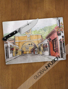 Antigua Guatemala Art Glass Cutting Board