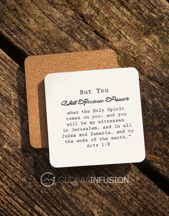 Acts 1:8 Bible Verse Inspirational Cork-back Coasters Set