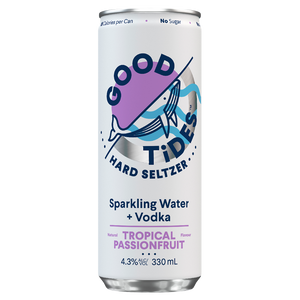 Good Tides Hard Seltzer Tropical Passionfruit 330mL Cans 24 Pack