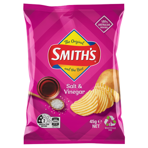 Smiths Crinkle Cut Salt & Vinegar Chips 18 x 45g Bags (Q)