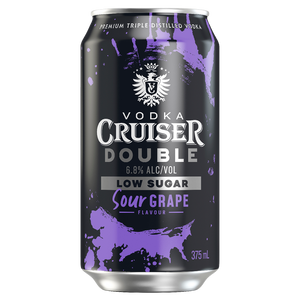 Vodka Cruiser Double Low Sugar Sour Grape 6.8% 375mL Cans 24 Pack