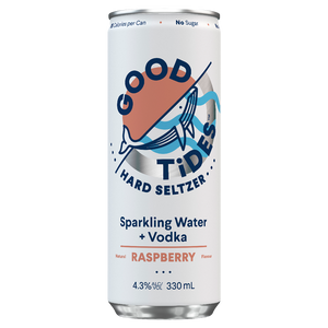 Good Tides Hard Seltzer Raspberry 330mL Cans 24 Pack (Q)