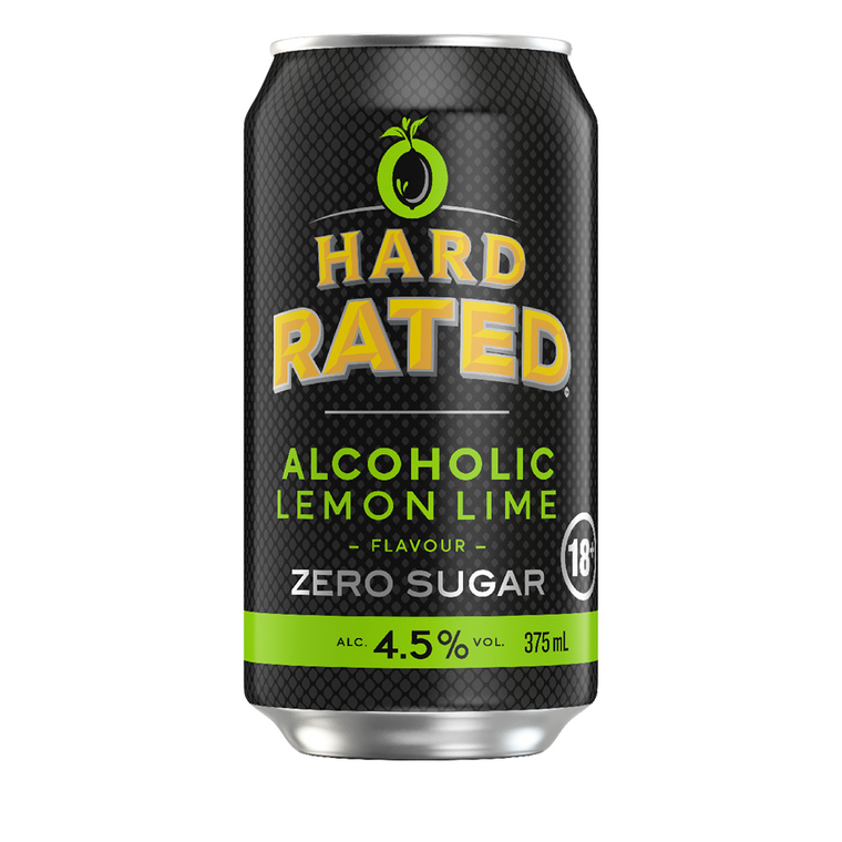 Hard Rated Alcoholic Lemon Lime Zero Sugar 4.5% 375mL Cans 24 Pack