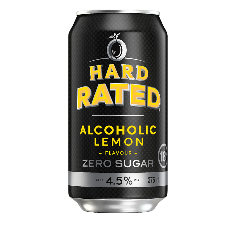 Hard Rated Alcoholic Lemon Zero Sugar 4.5% 375mL Cans 24 Pack