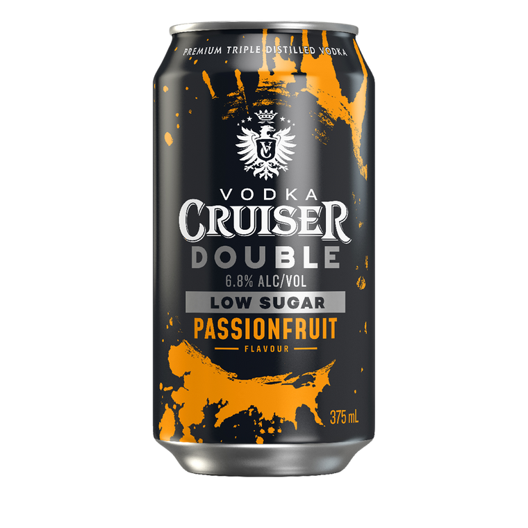 Vodka Cruiser Double Low Sugar Passionfruit 6.8% 375mL Cans 24 Pack