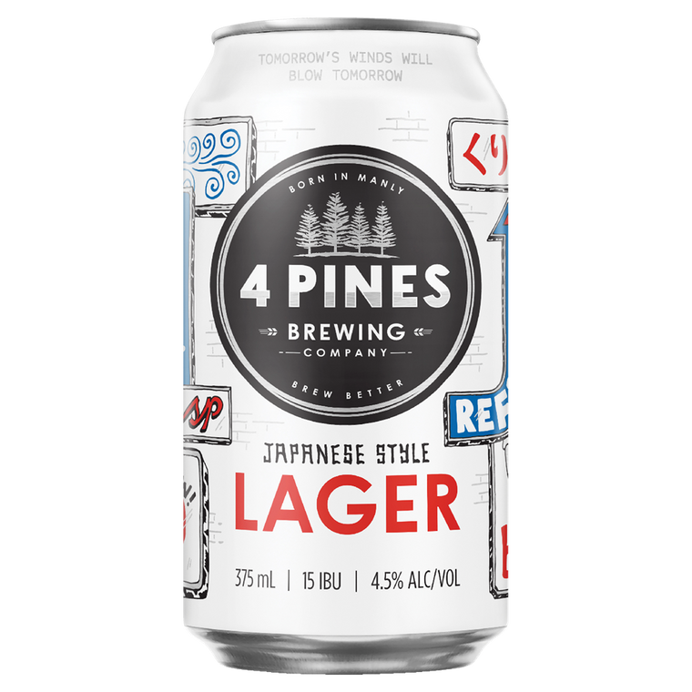 4 Pines Japanese Lager 375mL Cans 18 Pack