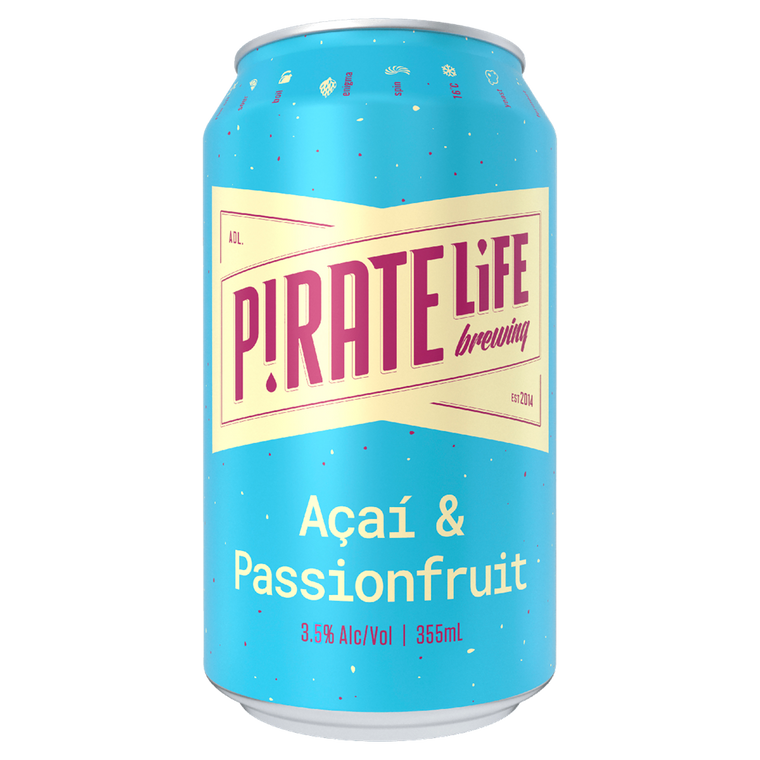 Pirate Life Acai & Passionfruit Mid Sour 355mL Cans 16 Pack