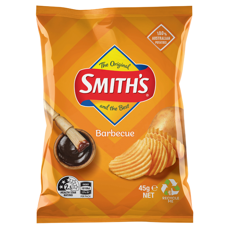 Smiths Crinkle Cut BBQ Chips 18 x 45g Bags (Q)