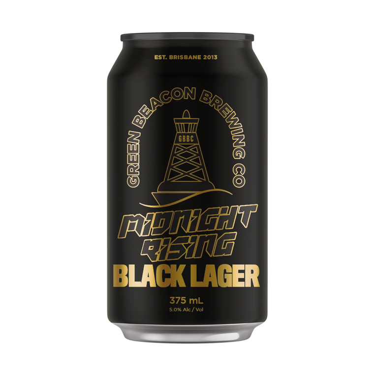 Green Beacon Midnight Rising Black Lager 375mL Cans 16 Pack