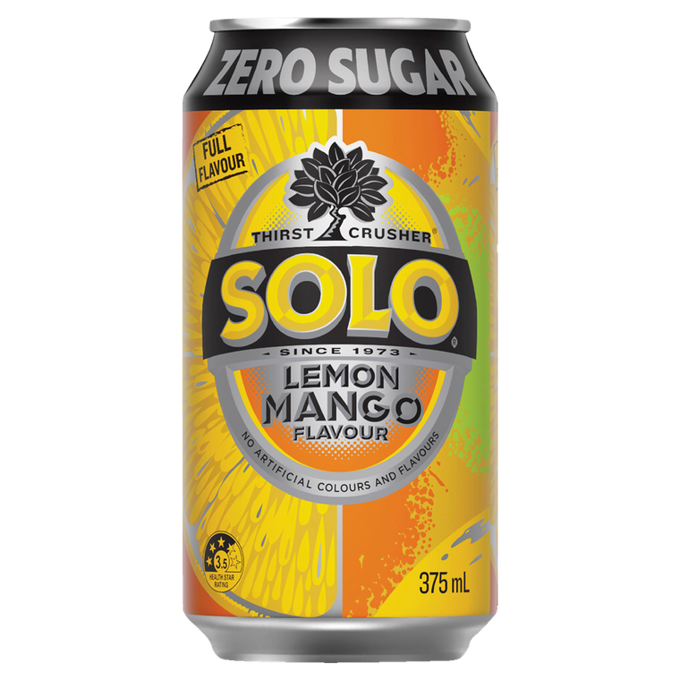 Solo Lemon Mango Zero Sugar 375mL Cans 10 Pack