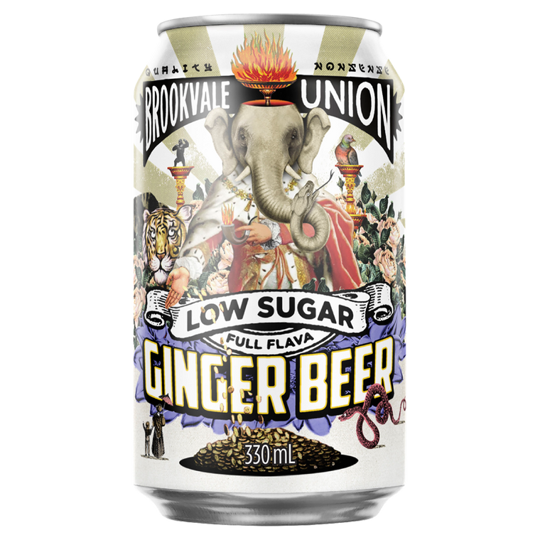 Brookvale Union Ginger Beer Low Sugar 330mL Cans 24 Pack (Q)