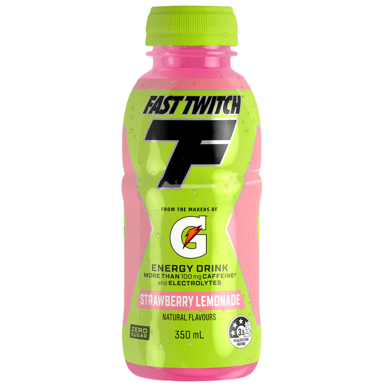Fast Twitch Energy Drink Strawberry Lemonade 350ml Bottles 12 Pack (Q)