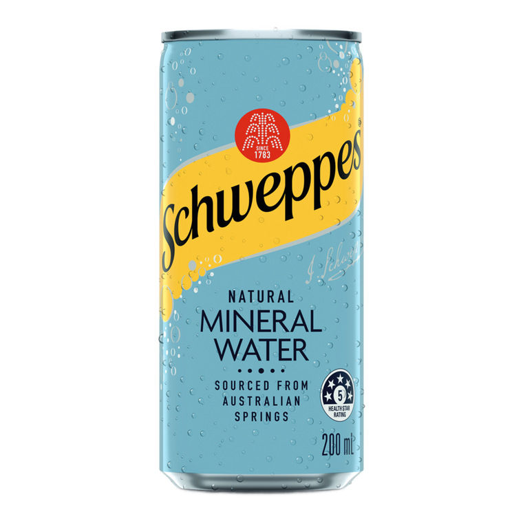 Schweppes Natural Mineral Water 200mL Cans 24 Pack (Q)