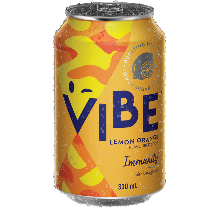 VIBE Immunity Lemon Orange 330mL Cans 24 Pack (Q)