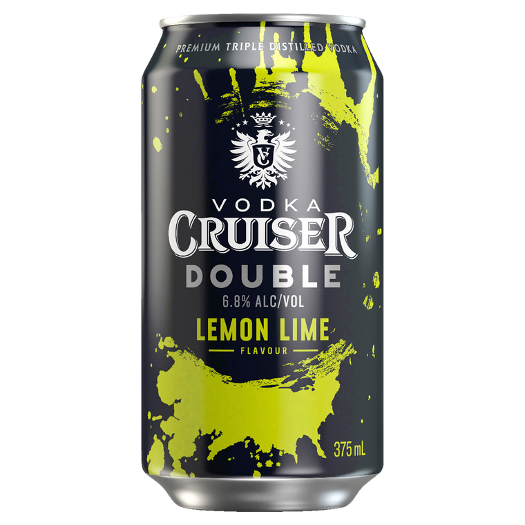 Vodka Cruiser Double Lemon Lime 6.8% 375mL Cans 24 Pack (Q)
