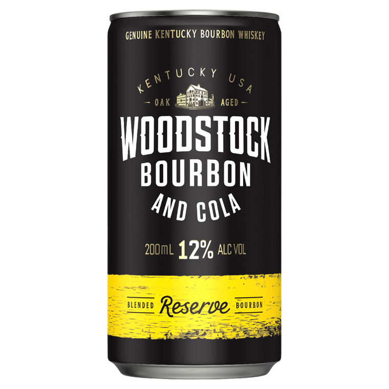 Woodstock Bourbon and Cola 12% 200mL Cans 24 Pack (Q)