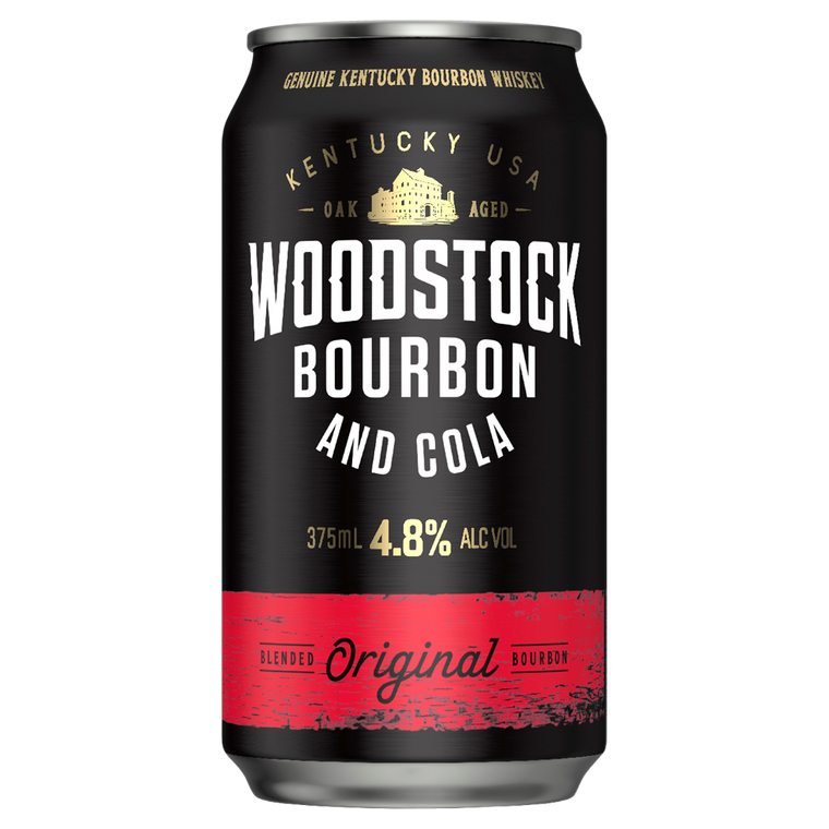 Woodstock Bourbon and Cola 4.8% 375mL Cans 24 Pack (Q)