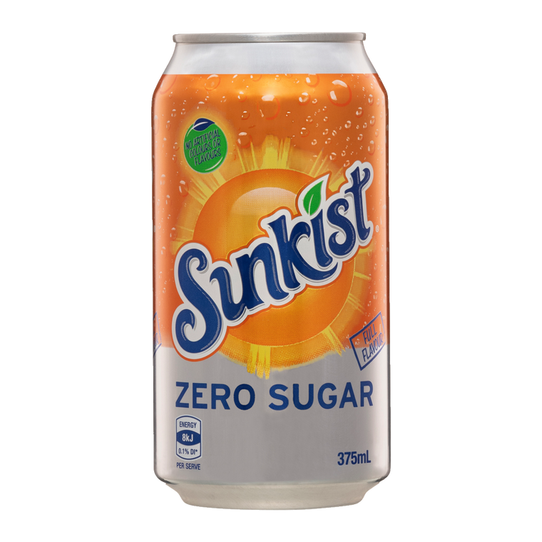 Sunkist Orange Zero Sugar 375mL Cans 24 Pack