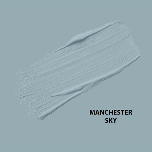 HMG Paints - Manchester Sky - Stemming from the world’s perception of Manchester as Britain’s rainiest city, this greyish blue shade depicts the iconic rainy skies of Manchester.
