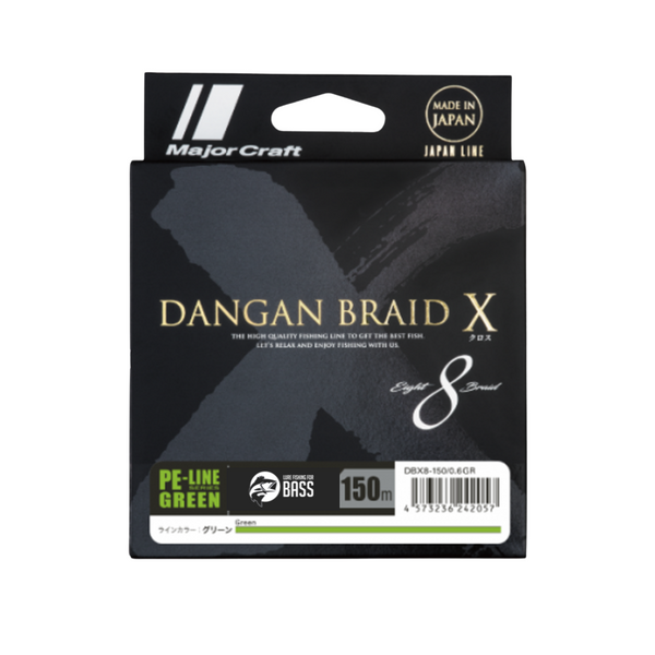 Tresse Major Craft Dangan X8 150 M - PE 1,5 Vert - 30 Lb (0,19 Mm) - Neuf