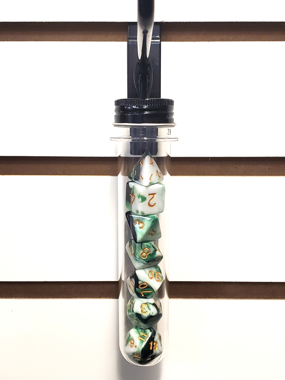 Green and White with Gold Vorpal RPG Dice Set | Old School Dice