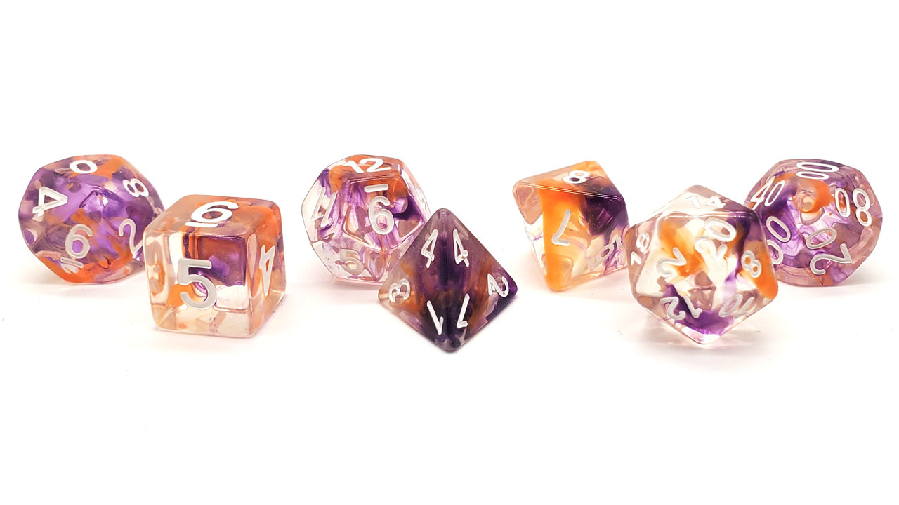HD DICE Set Di Dadi PoliEDRICI Arancione Perlato Per D&D E Giochi Di Ruolo – 7 Dadi Acrilici Con Custodia Inclusa