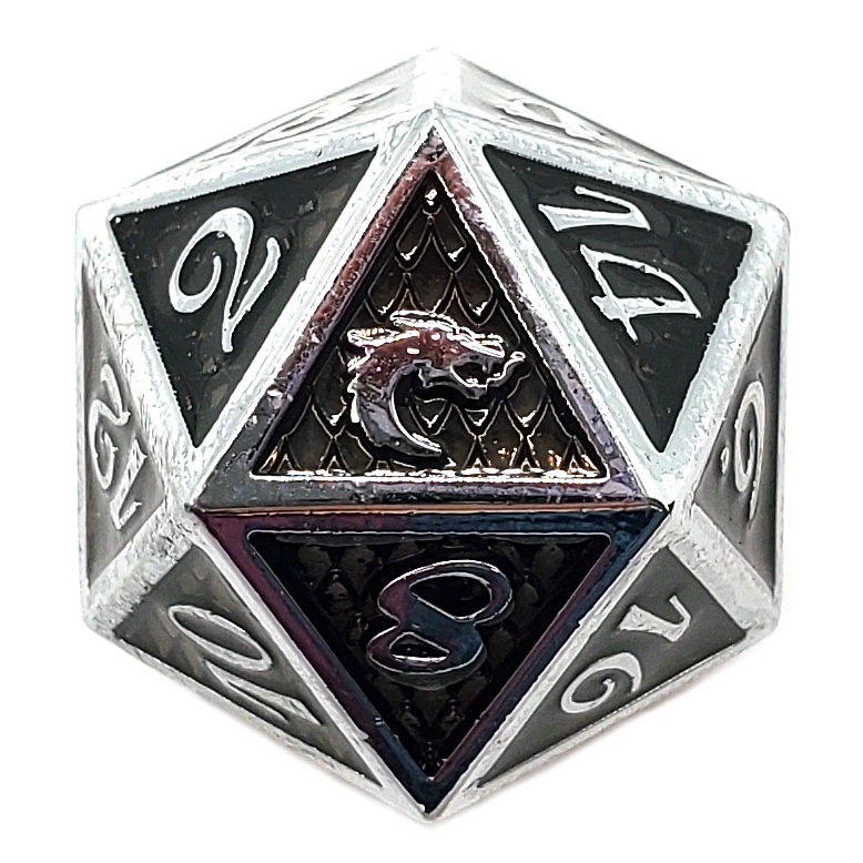DollaTek Metalen Dobbelstenen Set – 7 Stuks – Zinklegering – Met Opbergtas – Voor D&D En Rollenspellen – Wit – 107 Gram