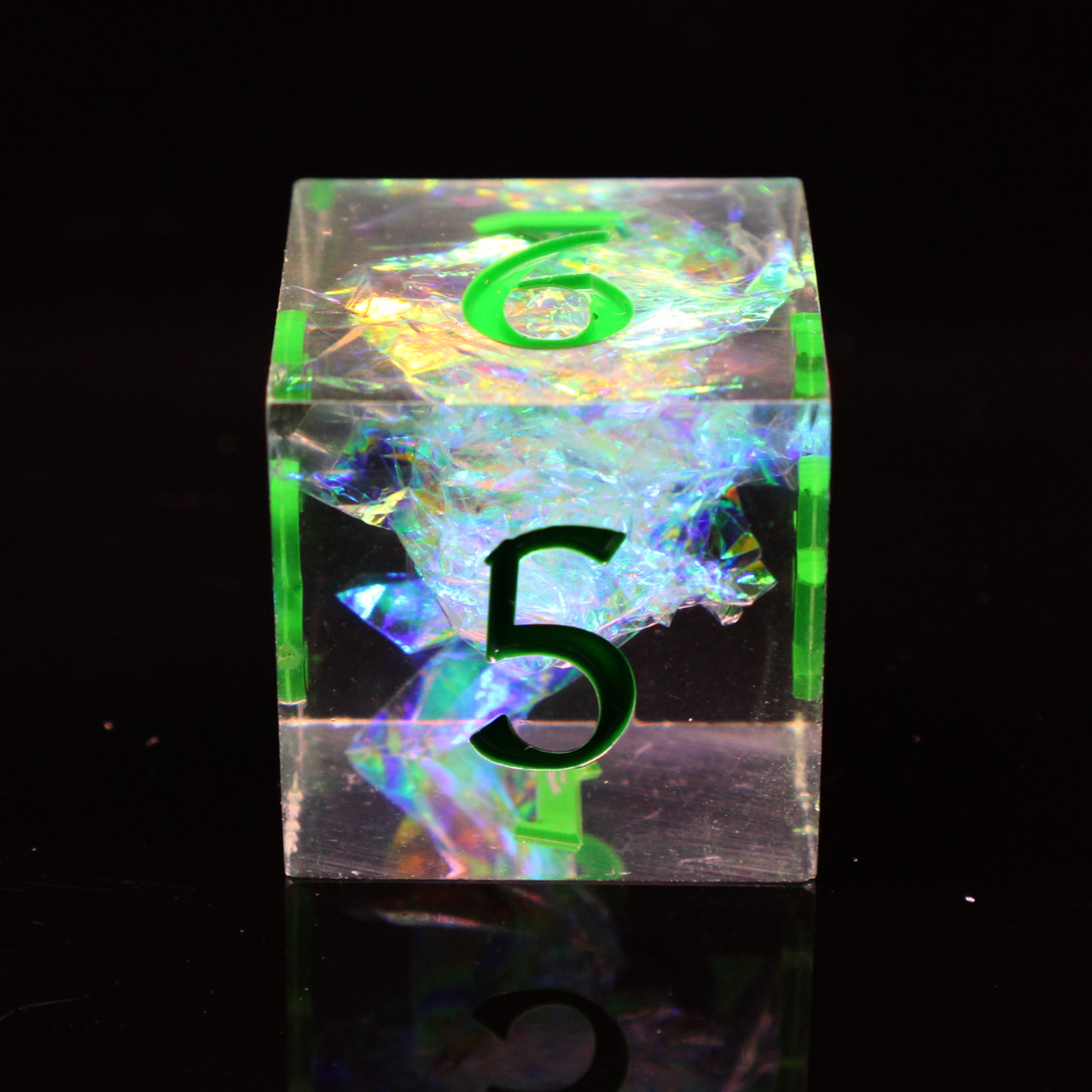 Old School Dice: Sharp Edged 7-Piece Dice Set - Green Ice - Old