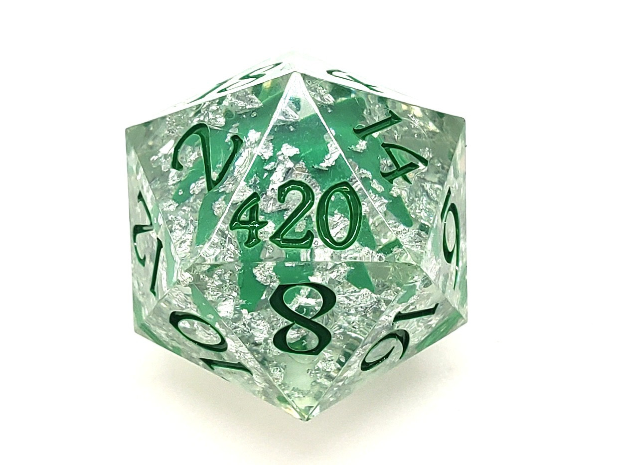 Grüne Harz-Würfel Mit Weißen Zahlen – 7-teiliges Set, 10 Mm, Für Pen & Paper Spiele
