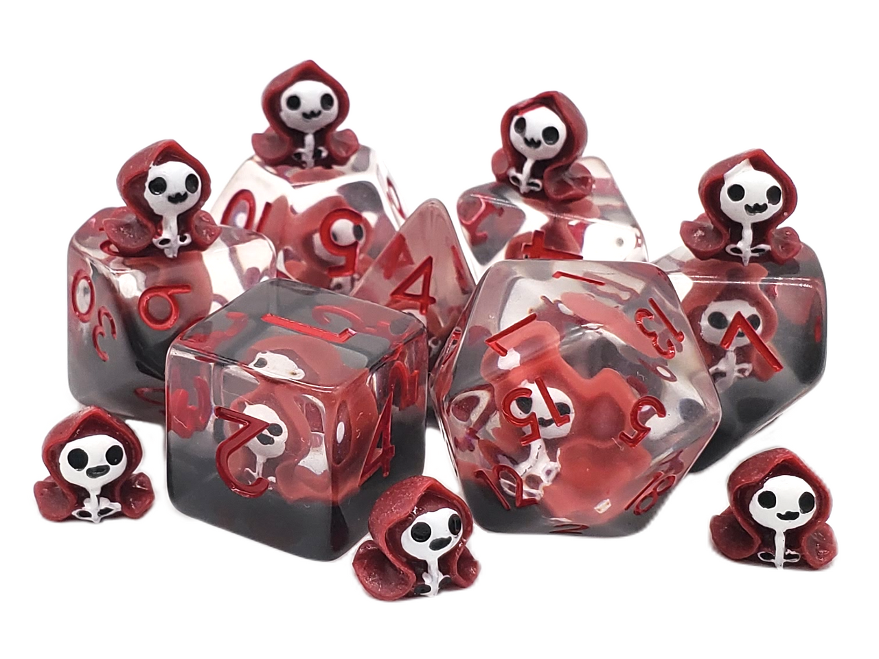 Elemental Poly 7 Dadi RPG Set Rosso Scuro Nero Bicolore D&D Pathfinder - Foto 2