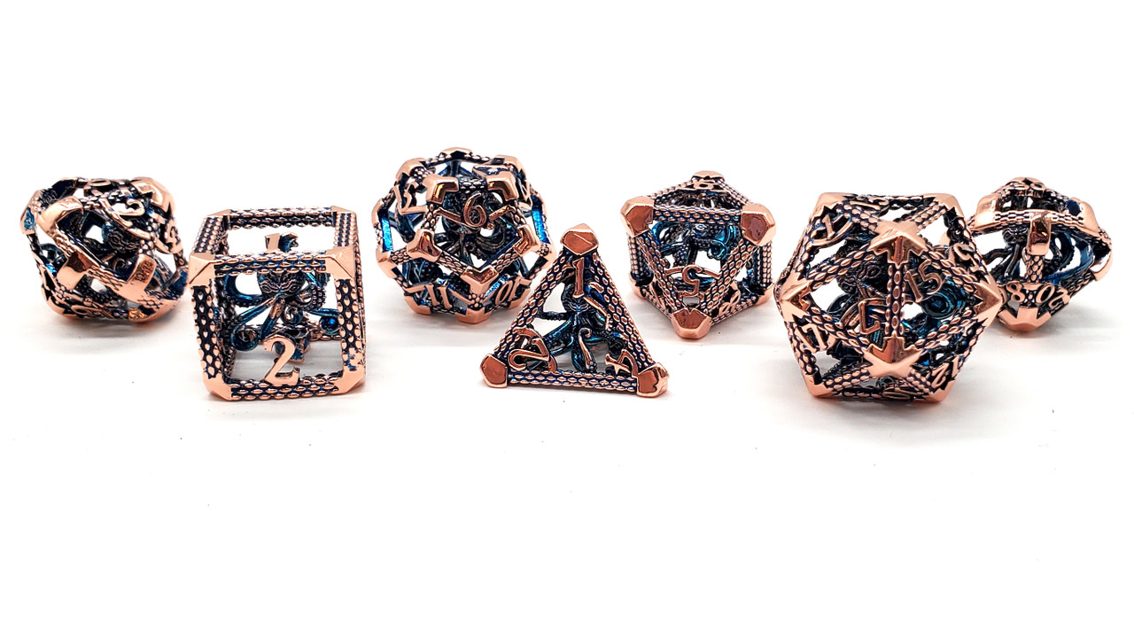 Old School Dice: Hollow Metal 7-Piece Set - The Kraken - Copper w
