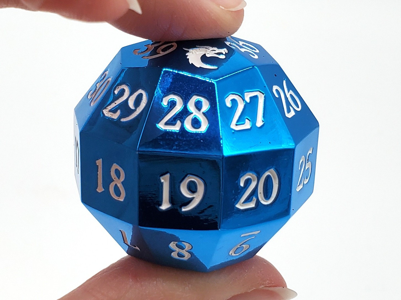 Dice: Metal D40 Spindown - Electric Blue Metal Dice Set | OSD