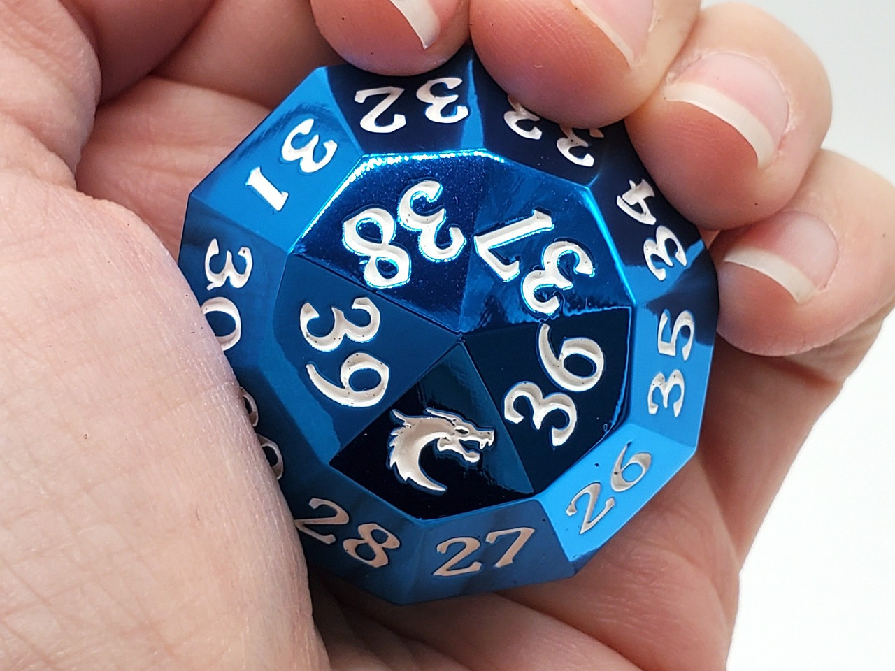 Old School Dice: Metal D40 Spindown - Electric Blue - Old School