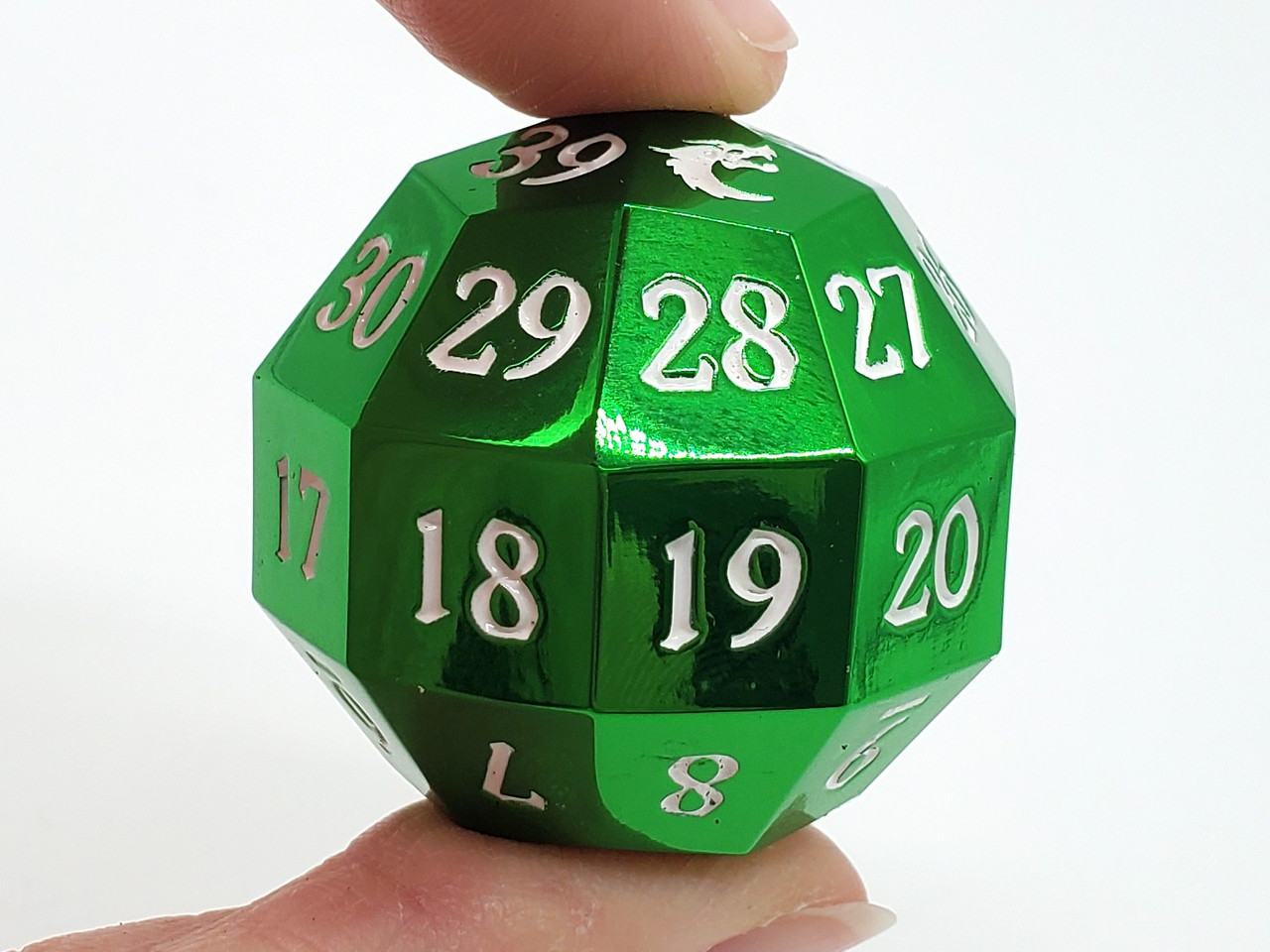 Old School Dice: Metal D40 Spindown - Electric Green - Old School