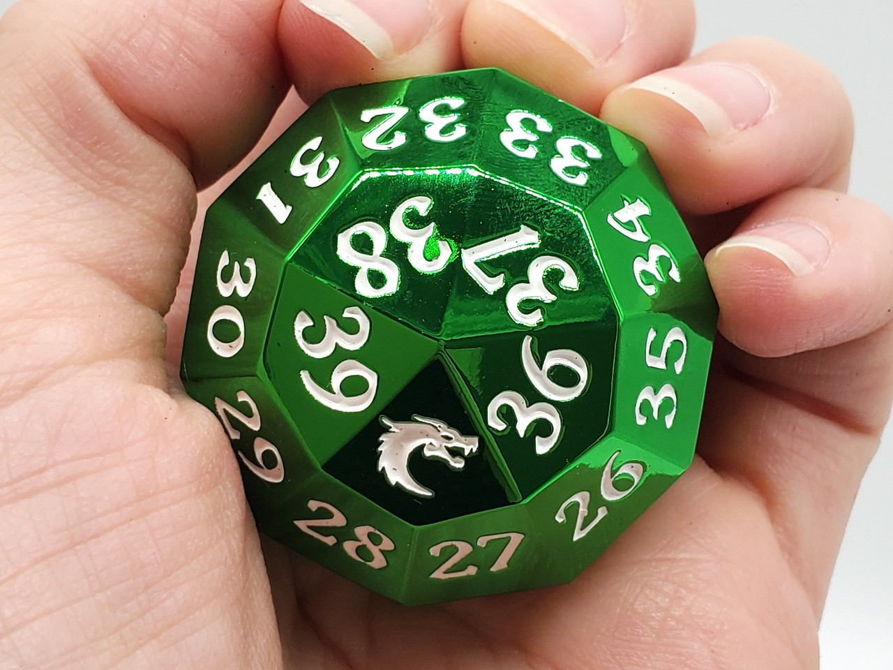 Old School Dice: Metal D40 Spindown - Electric Green - Old School