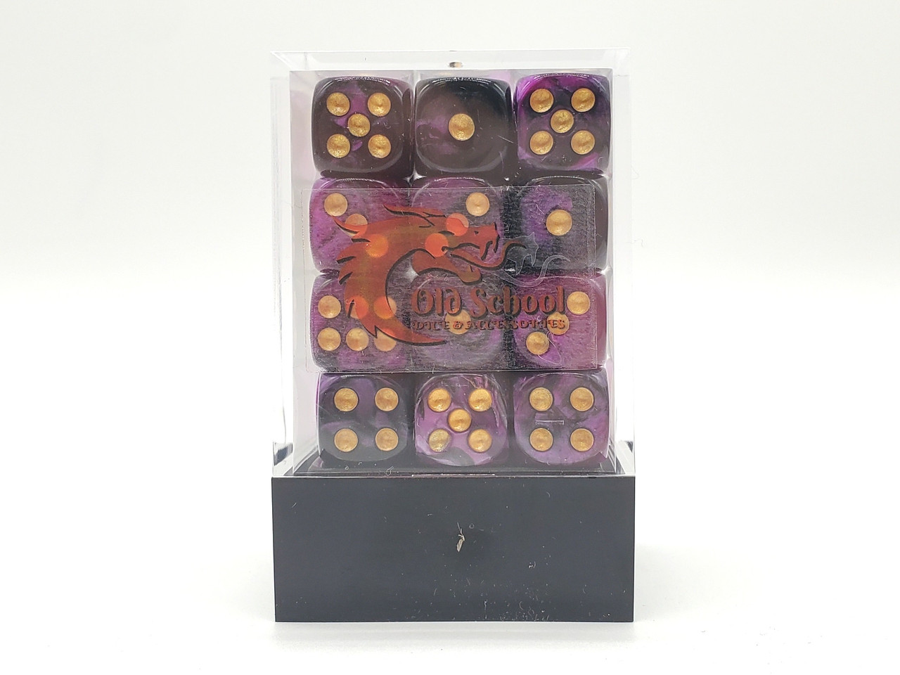 Old School 36ct 12mm D6 Dice Set: Vorpal - Purple & Black w/ Gold