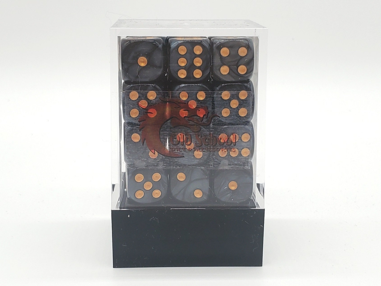 Pearl Drop Black with Gold 36-Count d6 Set | Old School Dice