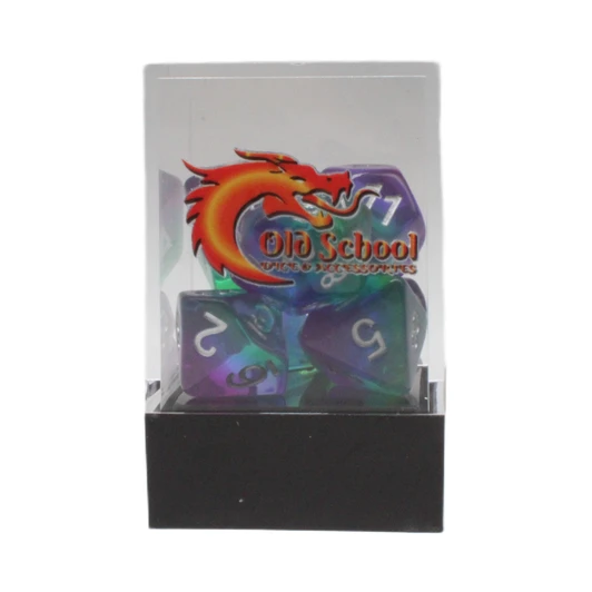 Old School Dice 7-Piece RPG Dice Set: Gradients - Translucent Blue Aurora