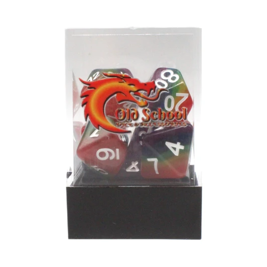 Old School Dice 7-Piece RPG Dice Set: Gradients - Rainbow