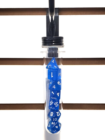 Old School 7 Piece DnD RPG Dice Set: Translucent Blue