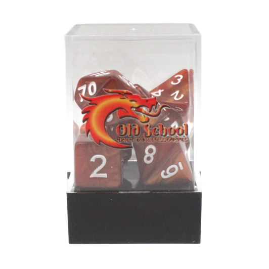 Old School Dice 7-Piece RPG Dice Set: Pearl Drop - Brown