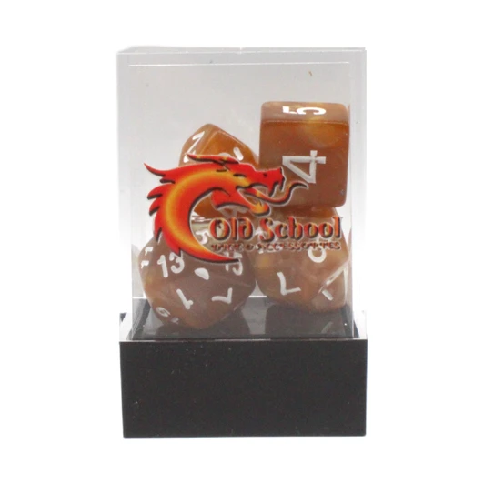 Old School Dice 7-Piece RPG Dice Set: Pearl Drop - Gold