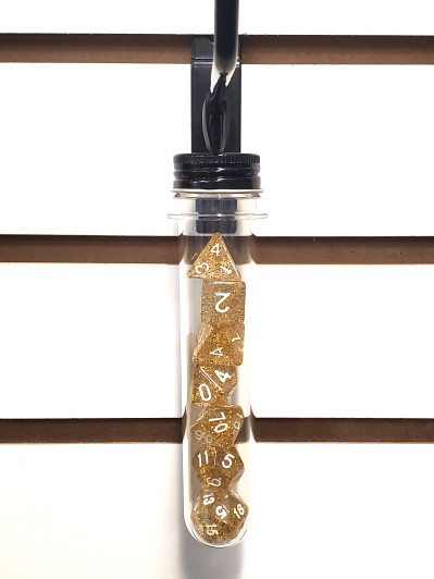 Old School 7 Piece DnD RPG Dice Set: Sparkle - Translucent Gold