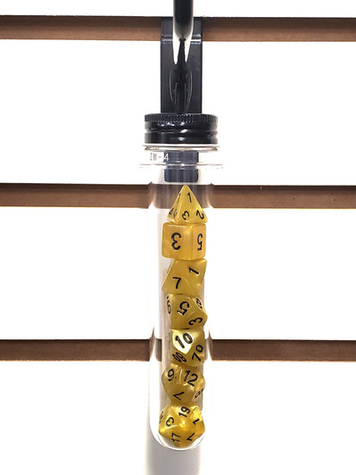 Old School 7 Piece DnD RPG Dice Set: Pearl Drop - Yellow w/ Black