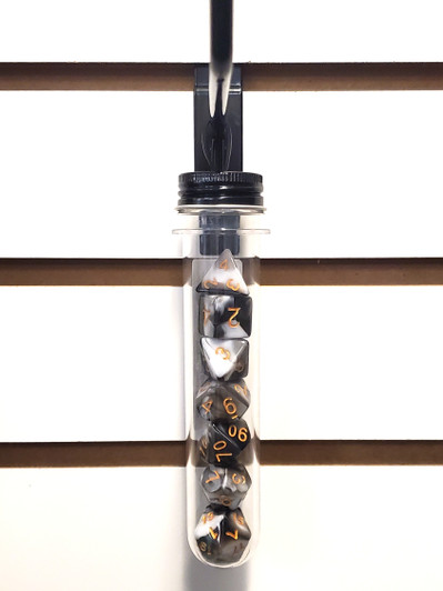 Old School 7 Piece DnD RPG Dice Set: Vorpal - Black & White w/ Gold