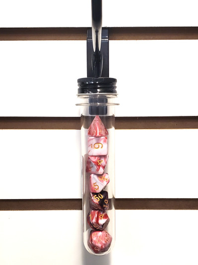 Old School 7 Piece DnD RPG Dice Set: Vorpal - Blood Red & White w/ Gold