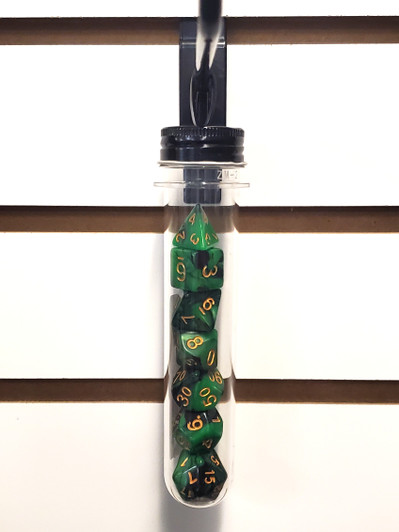 Old School 7 Piece DnD RPG Dice Set: Vorpal - Green & Black w/ Gold