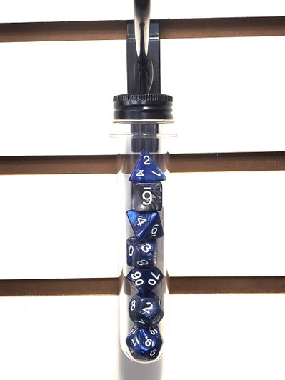 Old School 7 Piece DnD RPG Dice Set: Vorpal - Silver & Blue